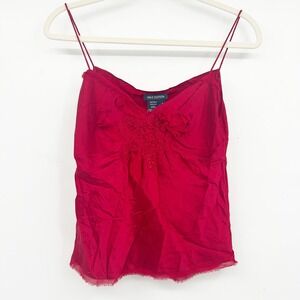 MAX EDITION Womens Vintage Y2K 2000s Red Silk Embellished Cami Tank Top Size S